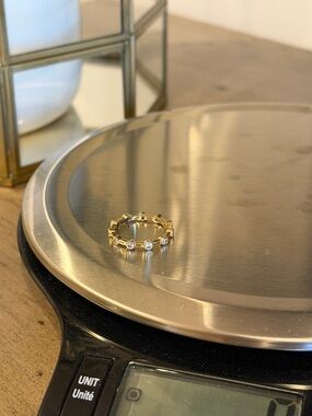 Elegant Gold Band Ring with Clear Stones 925 Sterling silver Gold Plated